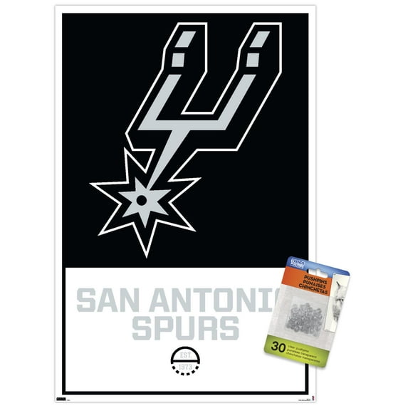 NBA San Antonio Spurs - Logo 21 Wall Poster with Pushpins, 14.725" x 22.375"