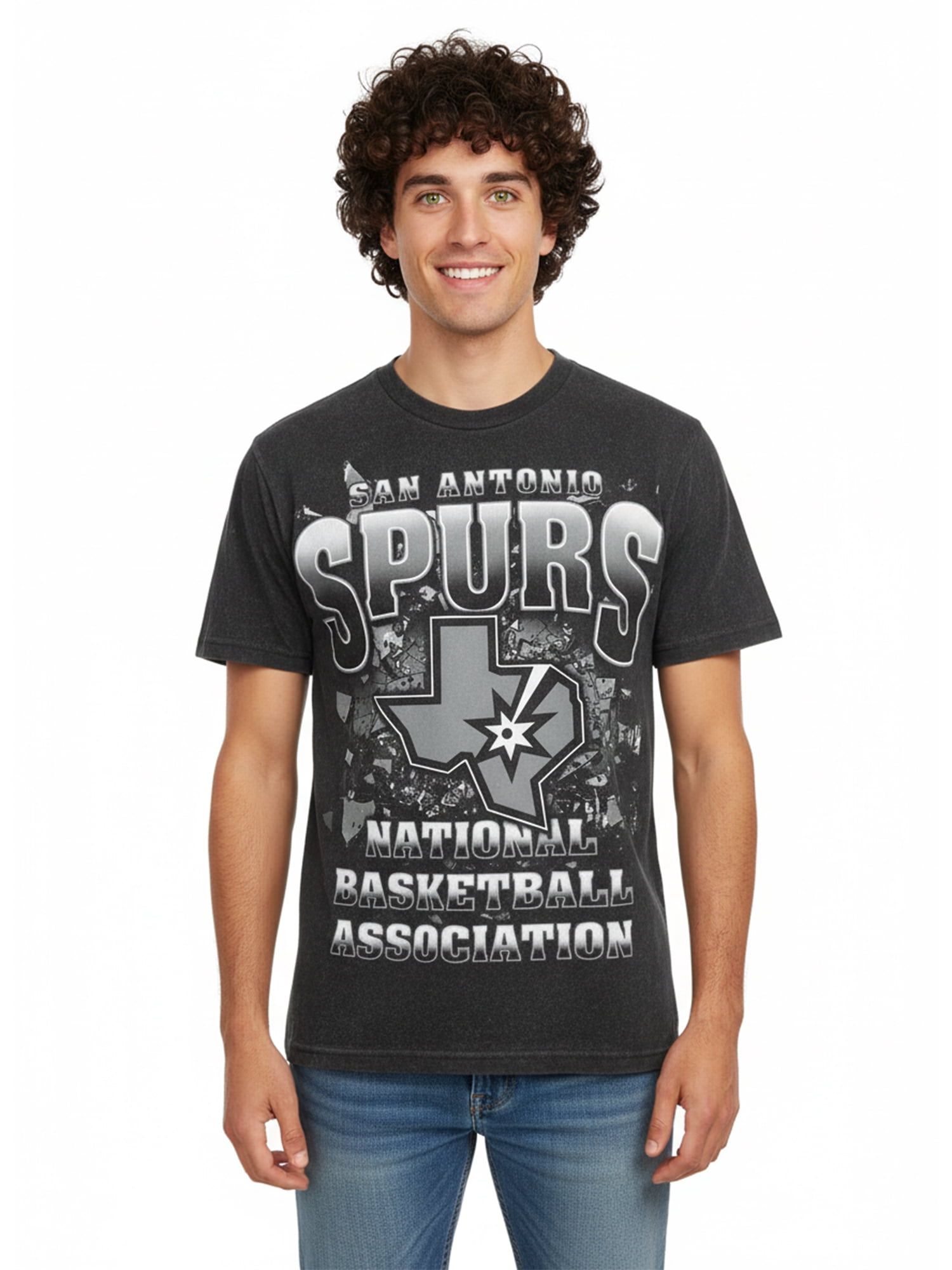 NBA San Antonio Spurs Men's & Big Men's Front & Back Boxy Fit Mineral Wash Graphic T-Shirt, Sizes XS–4XLT, 2XB–5XB