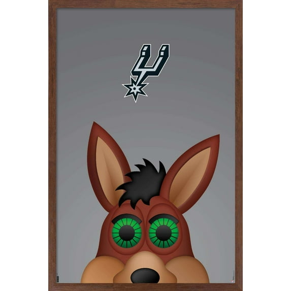 NBA San Antonio Spurs - S. Preston Mascot Coyote Wall Poster, 14.725" x 22.375", Framed