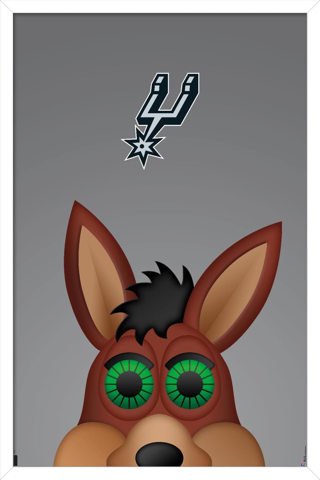 NBA San Antonio Spurs - S. Preston Mascot Coyote Wall Poster, 22.375" x 34", Framed