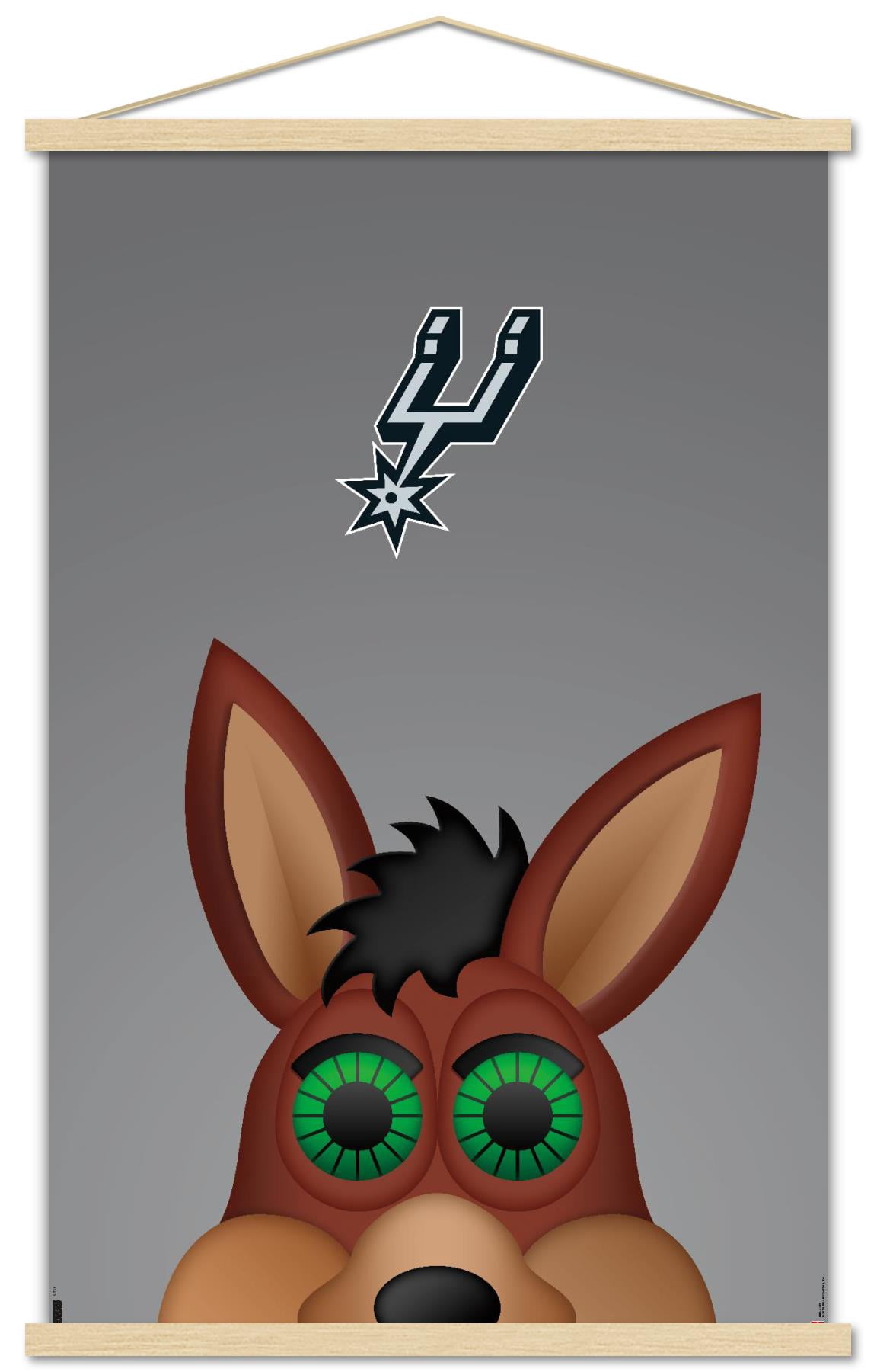 NBA San Antonio Spurs - S. Preston Mascot Coyote Wall Poster with Wooden Magnetic Frame, 22.375" x 34"