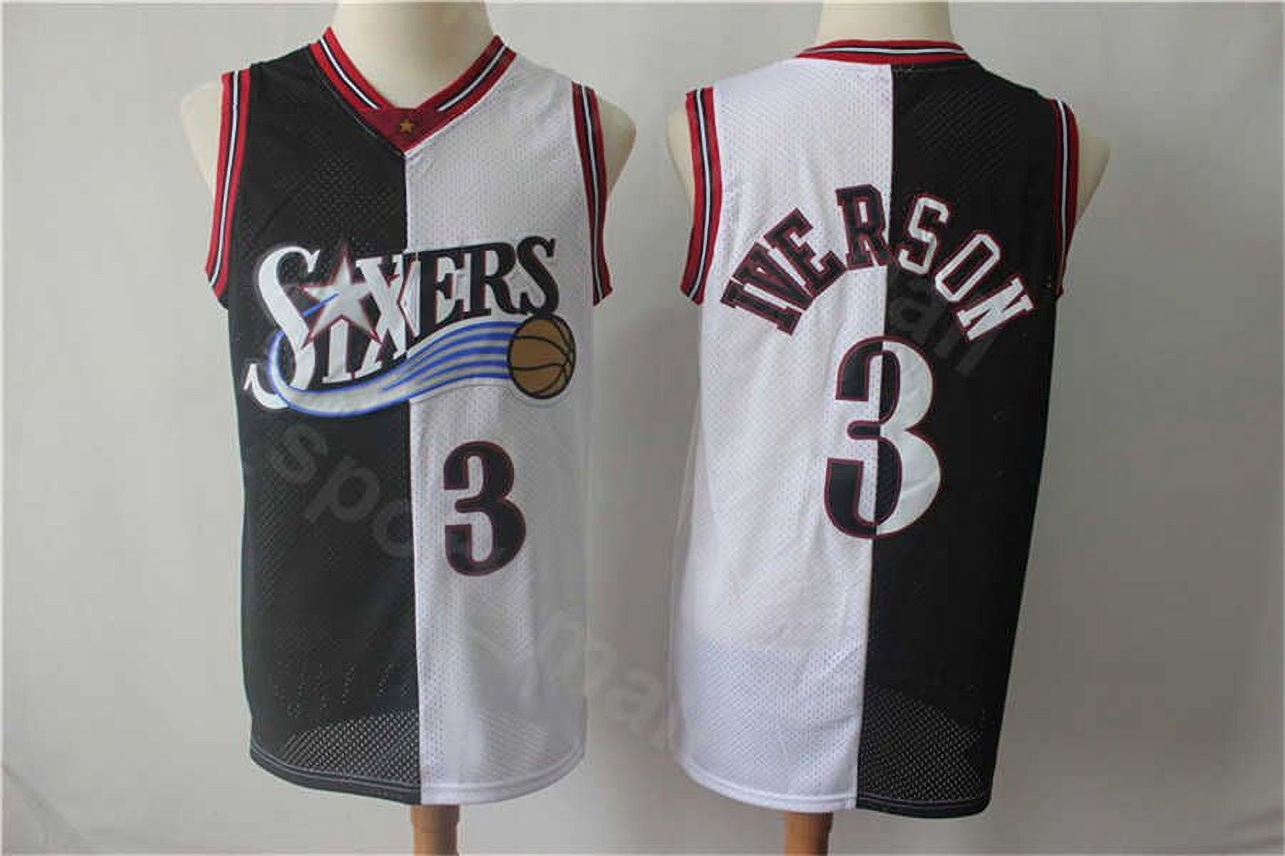 NBA_ Split Two Colors Basketball Jersey Allen Iverson Pippen Hakeem  Olajuwon Tracy McGrady Vince Carte''nba''jerseys