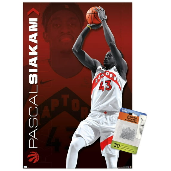 NBA Toronto Raptors - Pascal Siakam 20 Wall Poster with Pushpins, 14.725" x 22.375"