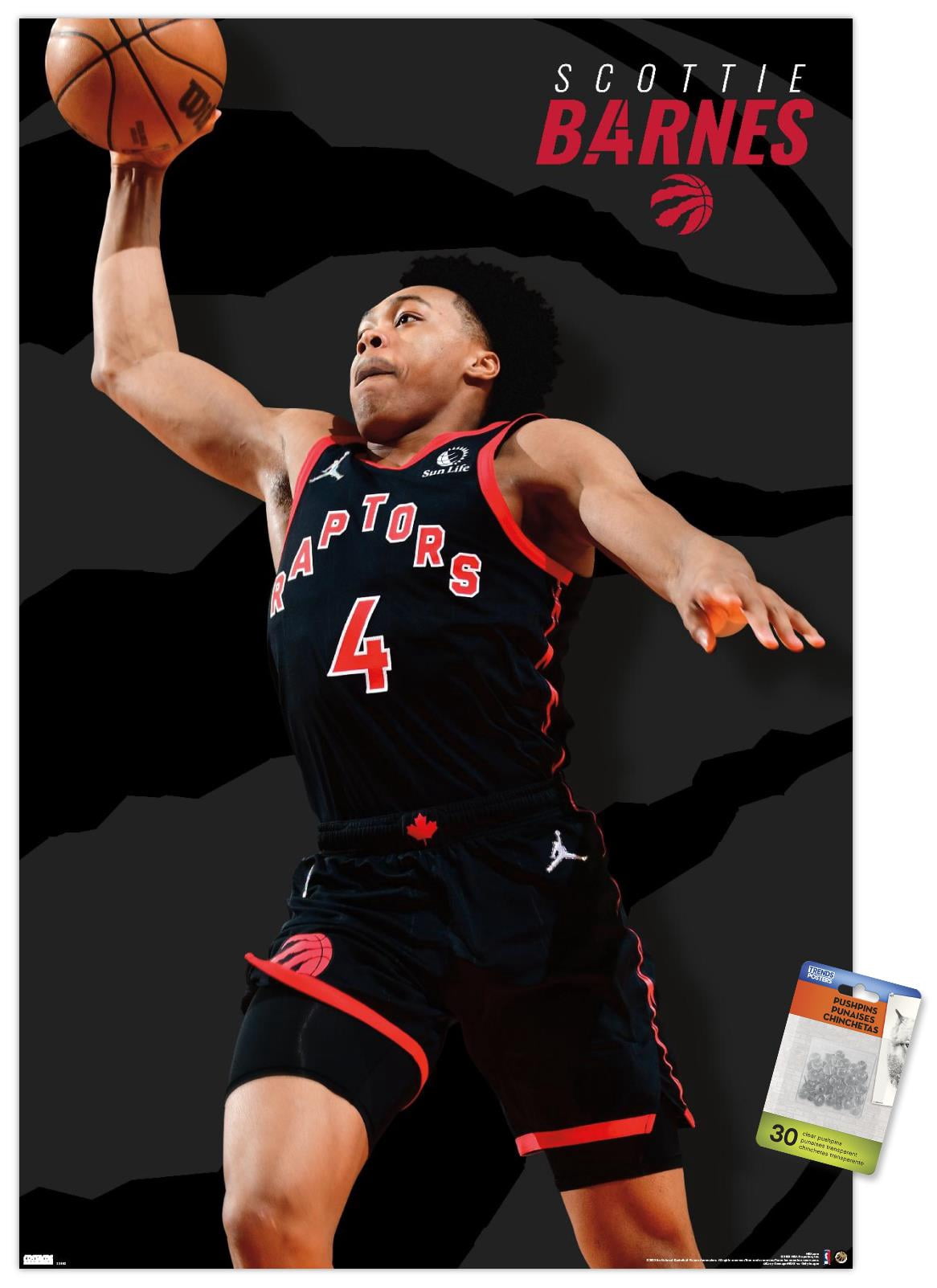 NBA Toronto Raptors - Scottie Barnes 22 Wall Poster with Pushpins, 22.375" x 34"