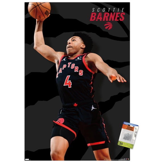 NBA Toronto Raptors - Scottie Barnes 22 Wall Poster with Pushpins, 22.375" x 34"