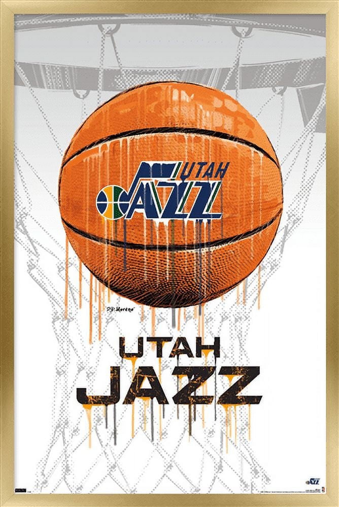 NBA Utah Jazz - Drip Basketball 21 16.5" x 24.25" Framed Poster, by Trends International
