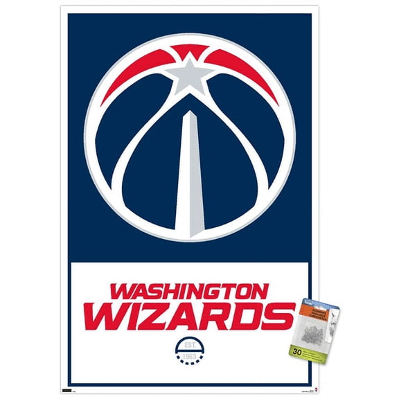 NBA Washington Wizards - Logo 21 Wall Poster with Push Pins, 22.375" x 34"