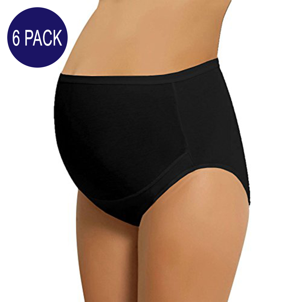 NBB 6 Pack Women's Adjustable Cotton Maternity Underwear High Cut Brief Panties (Large - 6 Pack, Black) - image 1 of 4