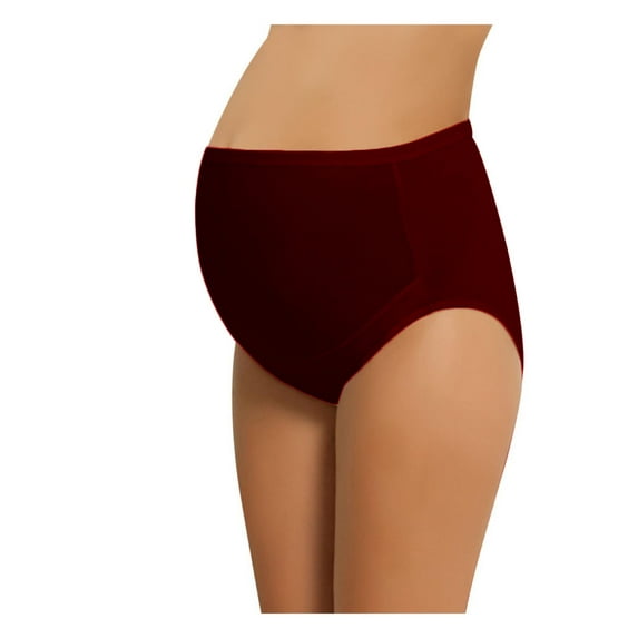 NBB Women's Adjustable Maternity high cut Cotton underwear Brief (Burgundy, Small)