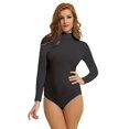 thumbnail image 1 of NBB Womens Basic Solid Long Sleeve Turtle Neck Cotton Bodysuit Lingerie, Size Medium, 1 of 3