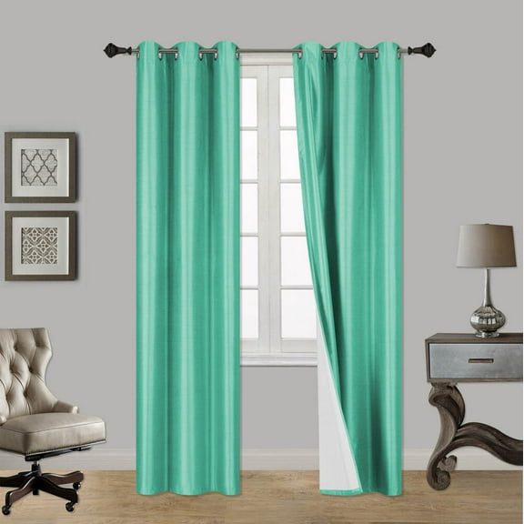 NBBNHH 100% Blackout Curtain 2 Panels, Lined Backing Heavy Thick Grommet Window Curtain, Multiple Sizes for Living Room Bedroom, Noise Reducing & Energy Saving