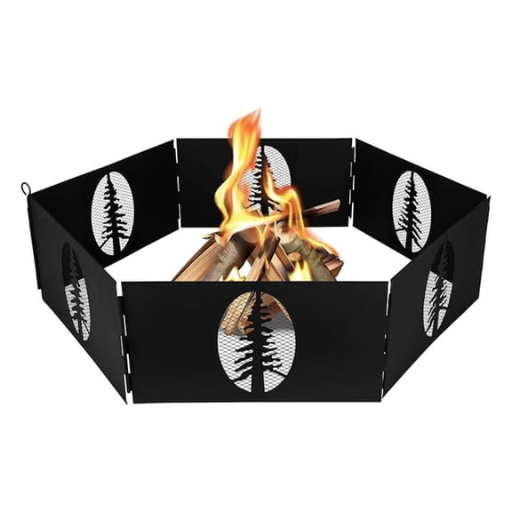 NBBNHH Campfire Ring 27 Inch Heavy Duty Steel Portable - Hinged Collapsible Ring with Storage Bag - Outdoor Camping Wood Burning Fire Containment