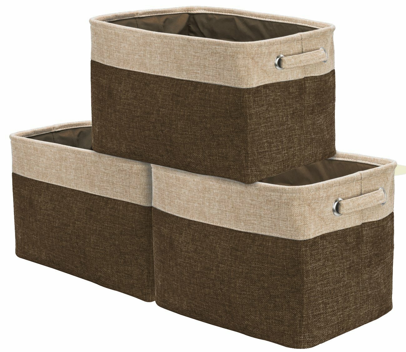 Collapsible Rectangular Case NBBNHH Large Storage Basket 3-Pack, Rectangular Collapsible Fabric ...