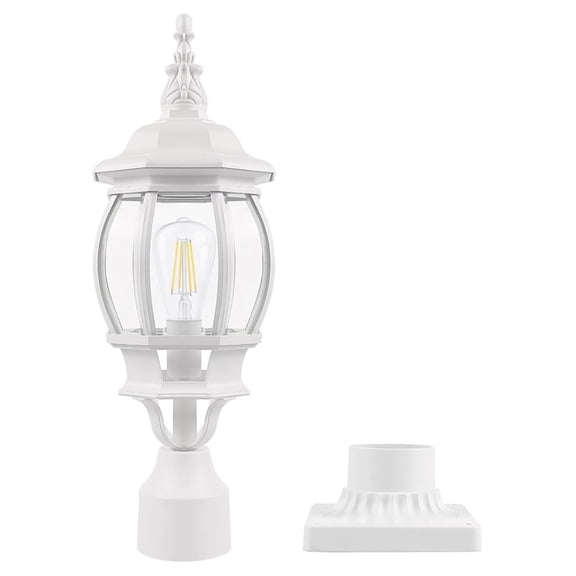 NBBNHH Outdoor Post Light, 18.9" Exterior Lantern, Waterproof Garden Lights, Cast Aluminum Pier Mount, Pathway Driveway Yard Lamp, Clear Glass Shade