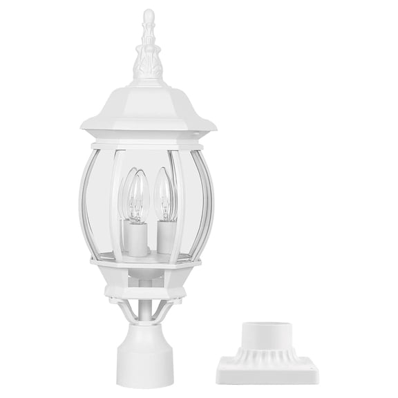 NBBNHH Outdoor Post Light 3-Light, 22.4" Cast Aluminum Lantern, Waterproof Exterior Pier Mount, Garden Yard Patio Pathway Driveway Lighting