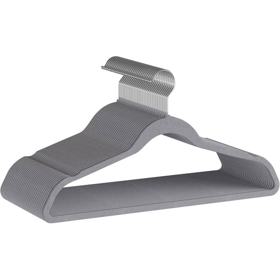NBBNHH Premium Non-Slip Velvet Clothes Hangers - 30/50/100/200 Pack, Black/Gray/Ivory