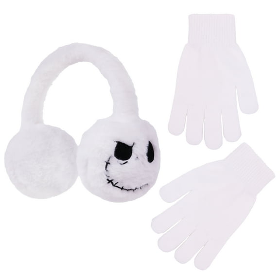 Nightmare Before Christmas Jack Skellington White Ear Muffs and Gloves 2pc Set