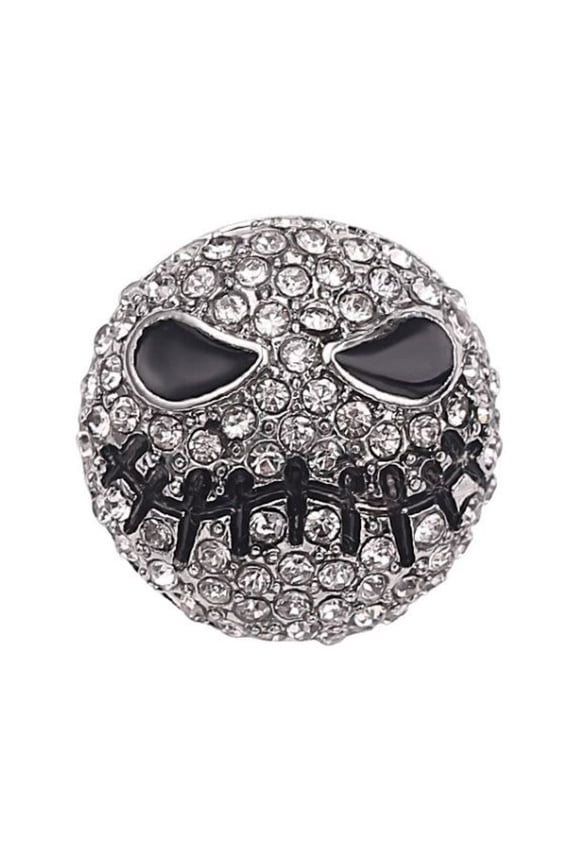 NBC Jack Skellington Face Rhinestone 0.5" in Diameter Enamel Metal Pin