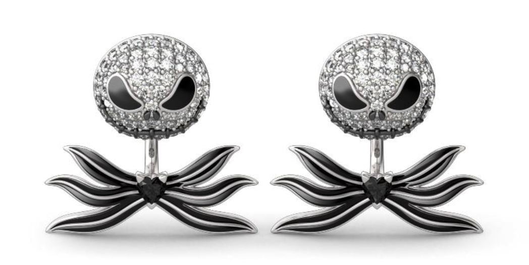 Orecchini A Perno Halloween In Argento 925 Con Zucca, Scheletro E Pipistrello - Gioiello Regalo Unisex
