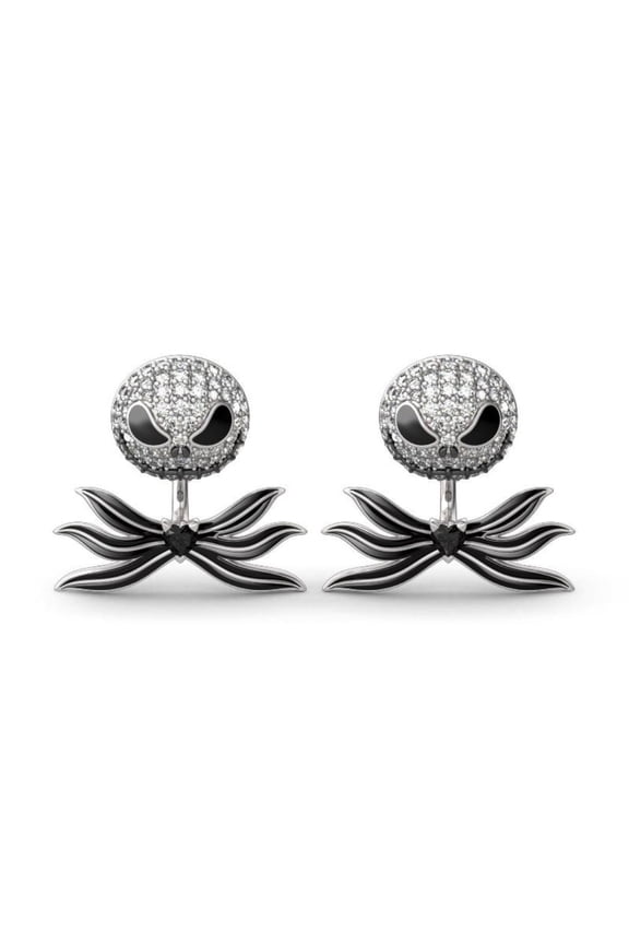 NBC Jack Skellington Rhinestone With Bow Tie Stud Earrings