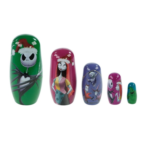 Disney's The Nightmare Before Christmas 5 Piece Nesting Doll Set, Medium Density Fibreboard, 5.4" Tall, by Ruz