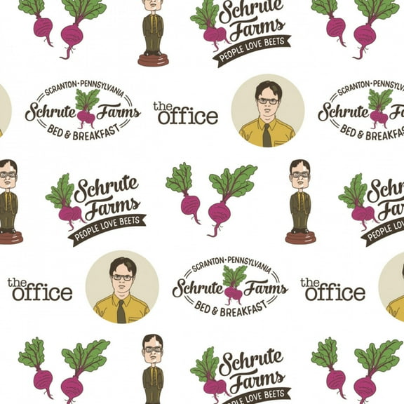 NBC The Office Schrute Business White 100% Cotton Fabric by The Yard