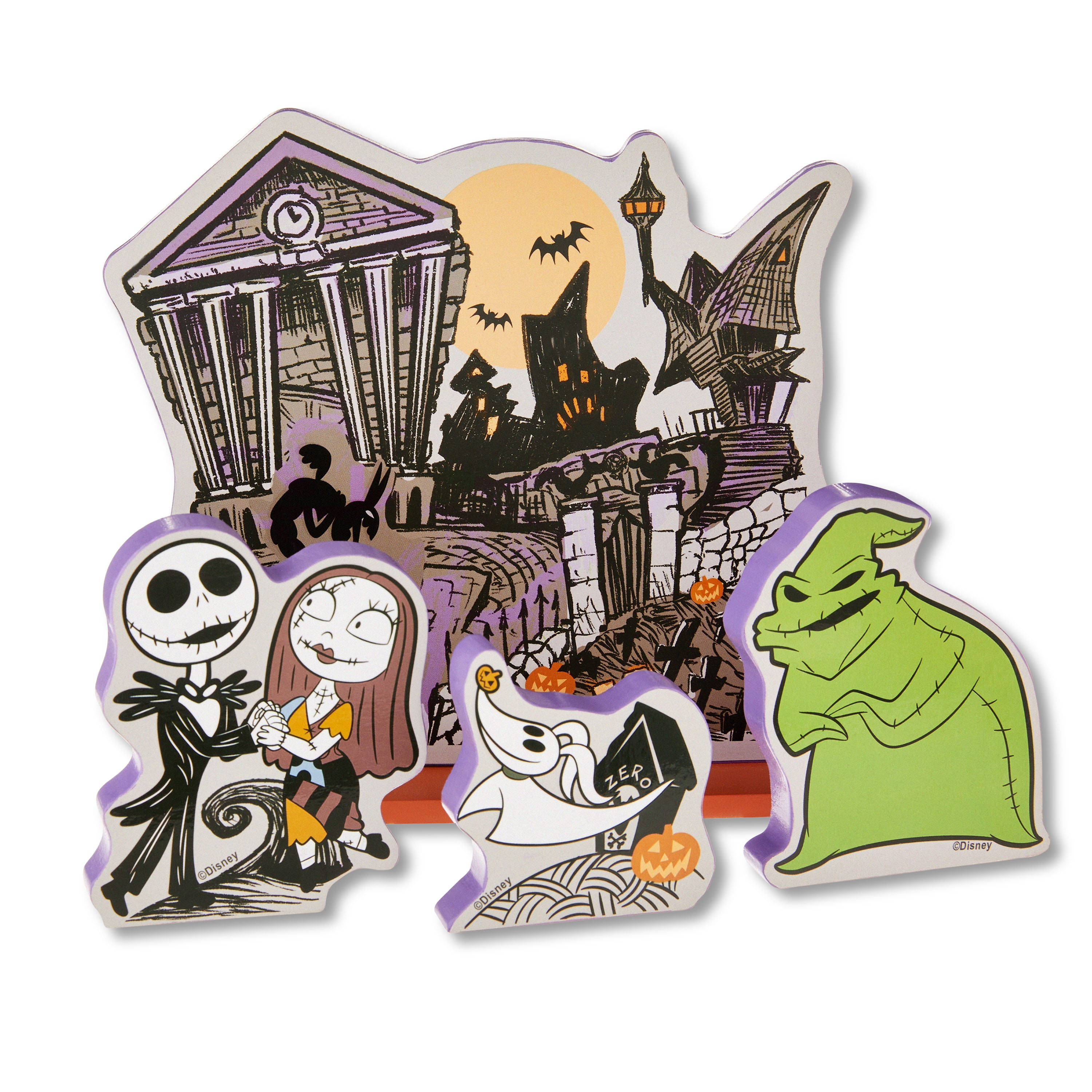 Disney's The Nightmare Before Christmas 3D Wood Village Tabletop Dcor With Moveable Character Blocks, by Open Road