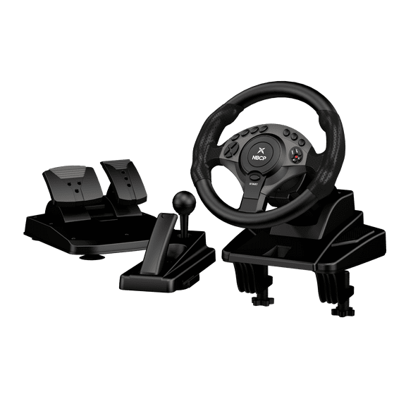NBCP PC Racing Wheel with Pedals, 900 Gaming Steering Wheel, 11-Inch Adjustable Sim Racing Wheel for Truck Simulator & Racing Games, Compatible with PC & PS3