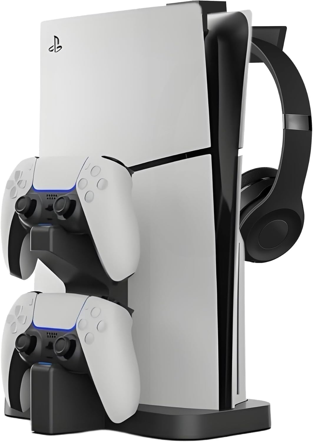 NBCP PS5 Vertical Stand with Dual Controller Charger and LED Indicators, Compatible with PlayStation 5 Disc & Digital Editions