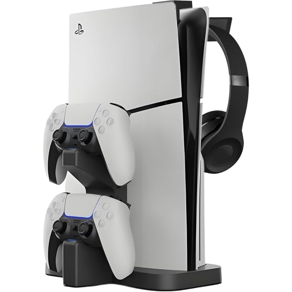 NBCP PS5 Vertical Stand with Dual Controller Charger and LED Indicators, Compatible with PlayStation 5 Disc & Digital Editions