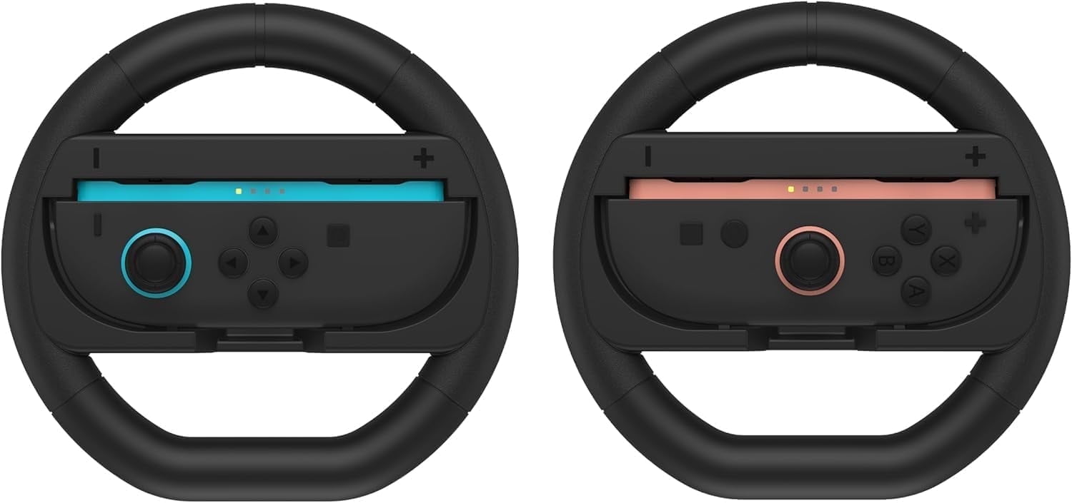 NBCP Steering Wheel for Switch 2 Joy-Con (2025), 2-Pack, Compatible with Mario Kart 8 Deluxe and Racing Games Ergonomic Grip, Durable Build