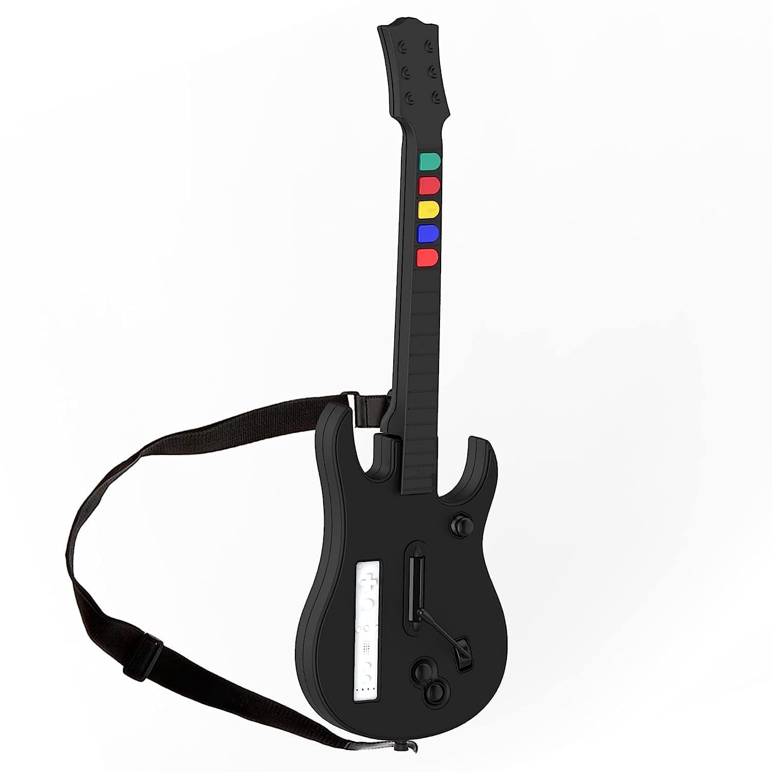 Black Guitar Hero Controller For Wii & Rock Band 2 Wii U - Wireless Guitar With Strap Included
