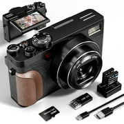 NBD 56MP 4K Autofocus Digital Camera with 180  Flip Screen, 18X Zoom, Anti-Shake, and Fill Light   Compact Vlogging and Travel Camera with 3-Inch Screen, 32GB SD Card, and 2 Batteries
