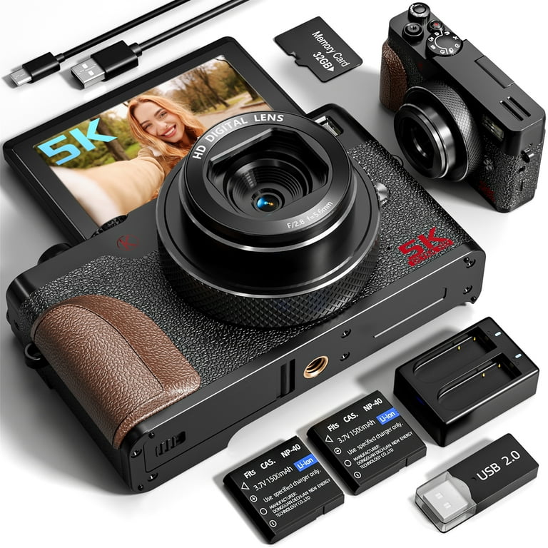 NBD Digital Camera 64MP 5K Autofocus with 180° Flip Screen 18X