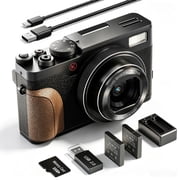 NBD 64MP 5K Autofocus Digital Camera with 180  Flip Screen, 18X Zoom, 3-Inch Screen, Includes 32GB SD Card and 2 Batteries