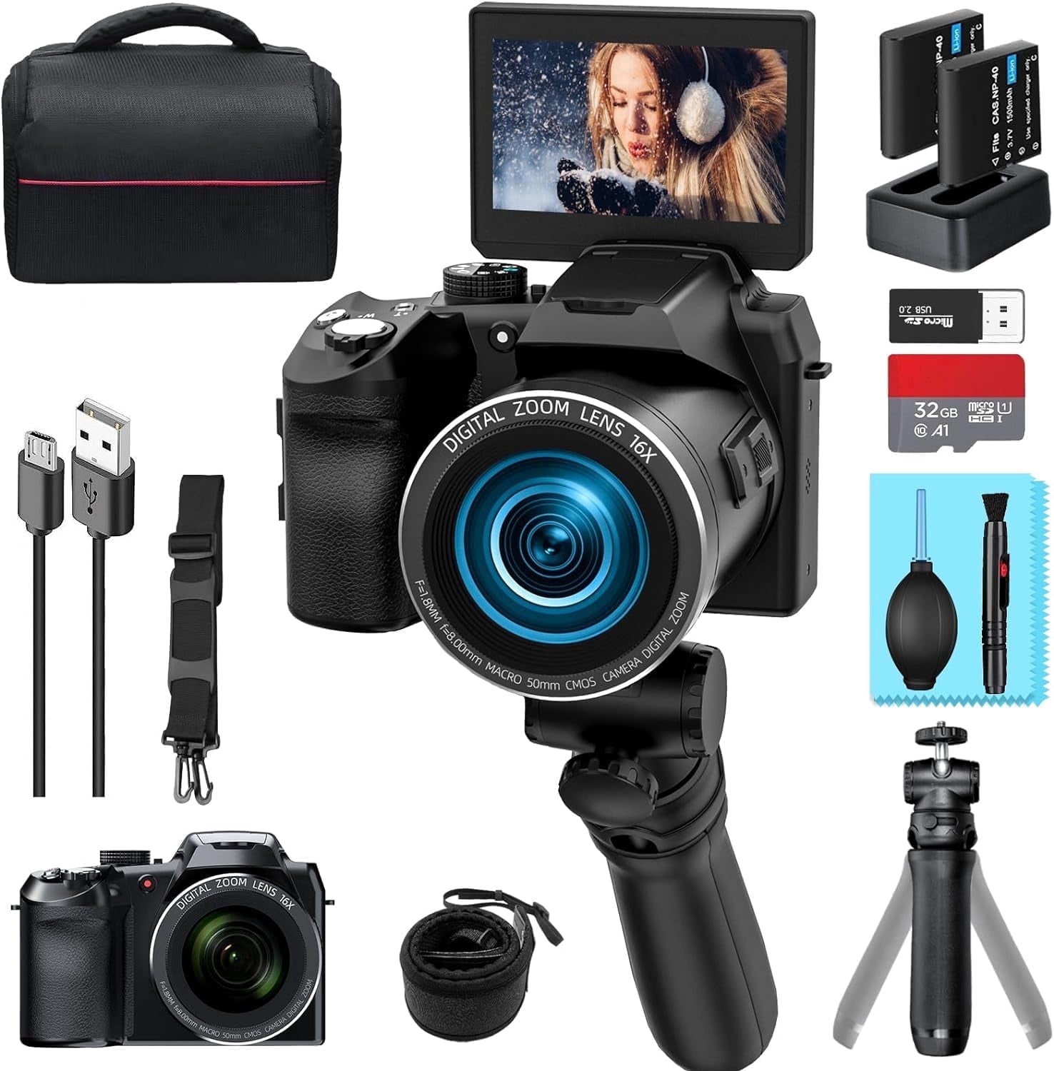 NBD 64MP Digital Camera for Photography, 4K Vlogging Camera for Youtube with 16X Digital Zoom