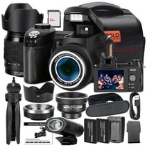 NBD DSLR Camera ,33MP Digital SLR Camera 4K Digital Camera Camcorder with 24X Telephoto Lens, Wide Angle Lens with IPS Screen YouTube Vlogging Camera (32GB SD Card Included)