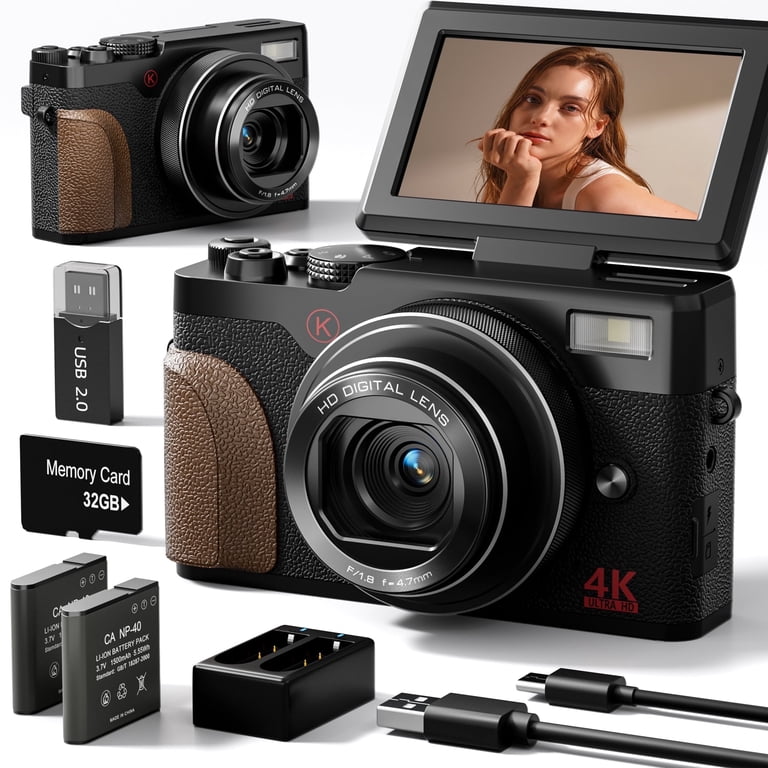 NBD Digital Camera 4K 56MP for YouTube, Portable, 32GB SD Card