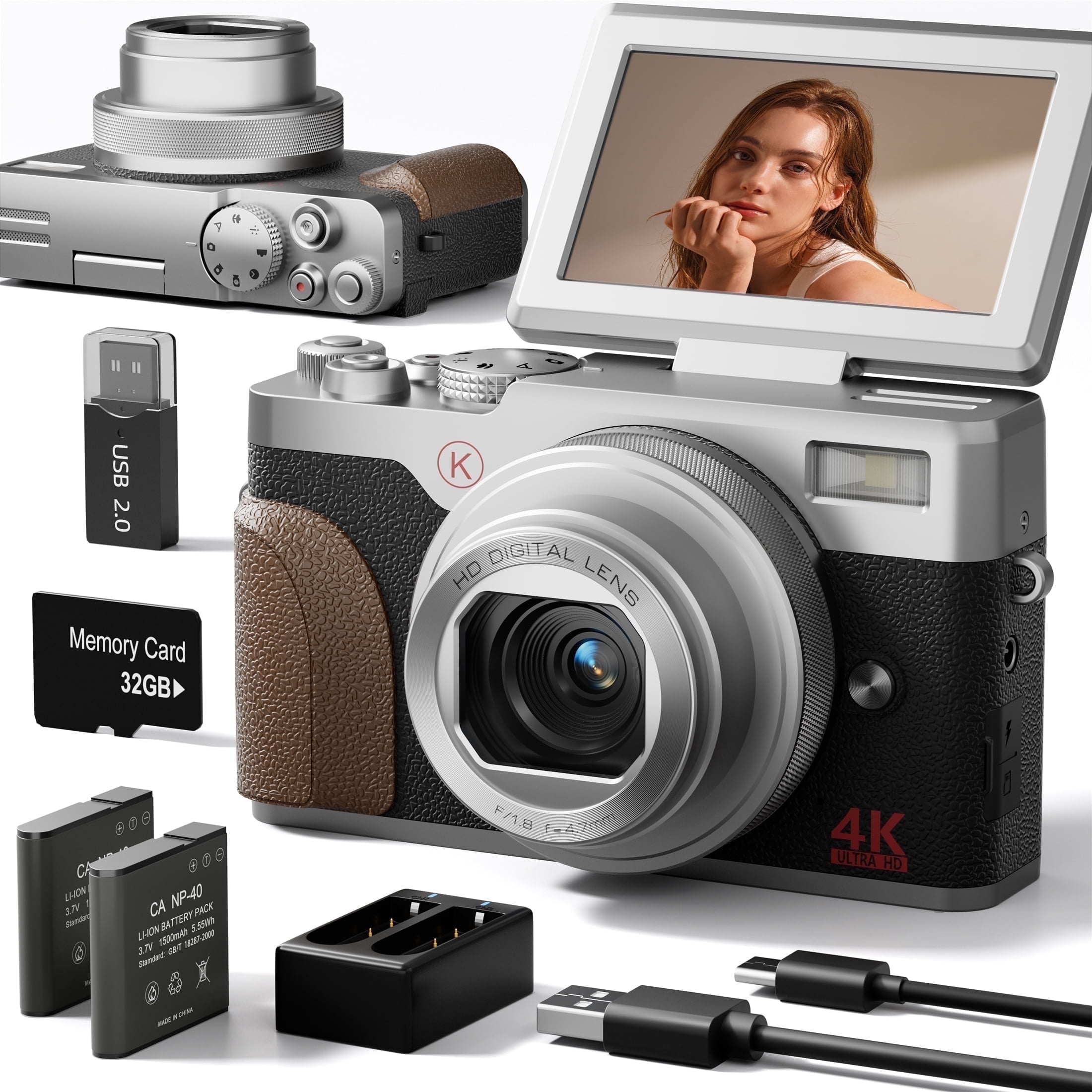 NBD Digital Camera 4K 56MP Vlogging Camera for YouTube,Portable