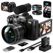 NBD Digital Camera 4K Ultra HD 48MP All-in-One Vlogging Camera with Wide Angle Lens, 16x Zoom and 3 Screen,Microphone