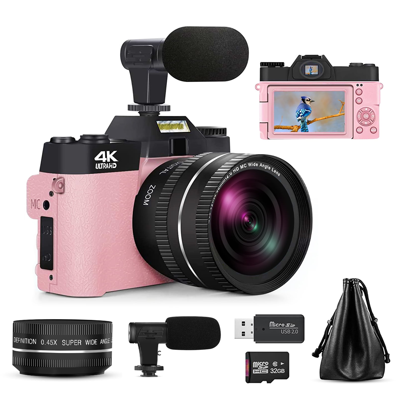 NBD Digital Camera for Photograohy and Video 4K 48MP Vlogging Camera for   with Wide Angle Lens and 16X Digital Zoom Video Camera