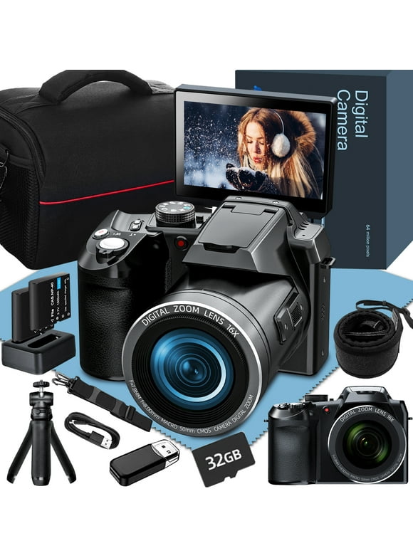 NBD Digital Camera for photography,4K 64MP Video Camera Youtube Vlogging Camera with 16X Digital Zoom and 32GB SD Card