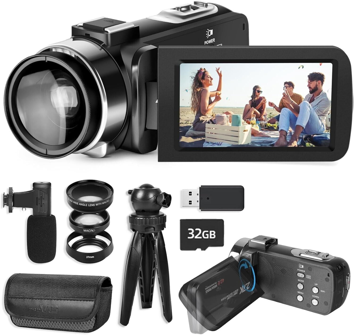 NBD Video Camera Camcorder Ultra HD 2.7K 42MP 18X With 32GB TF tripod ...
