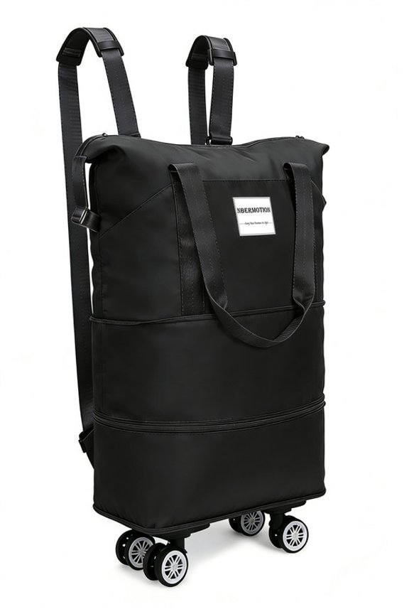 Expandable Rolling Duffle Bag - Large Carry-On With Spinner Wheels, Foldable Weekend Travel Bag, 28-58L Capacity(Khaki)