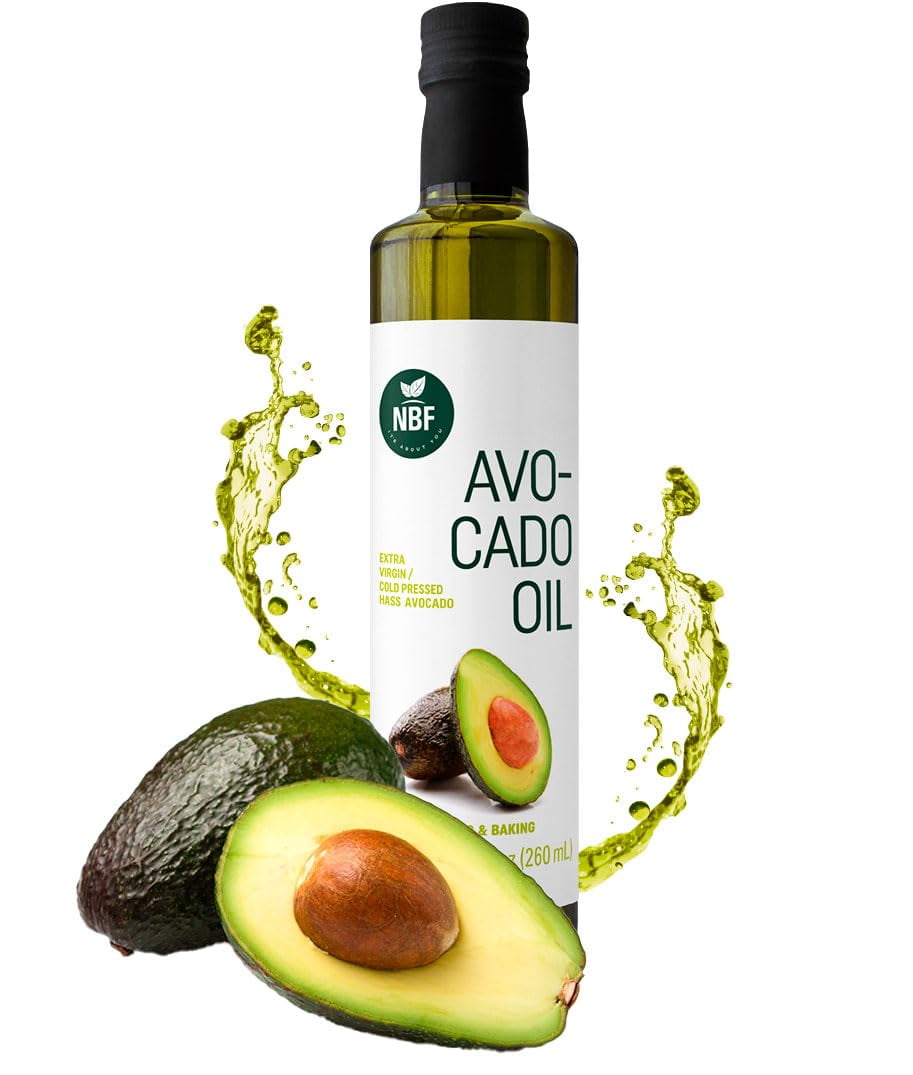 NBF Avocado Oil (8.8 Fl Oz) 100 Pure, Cold Pressed, Unrefined, Glass