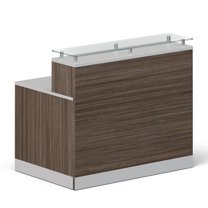 NBF Modern Small Reception Desk Counter Office Lobby Salon Durable Driftwood Laminate Cable Management Desk Compact 48"W x 32"D