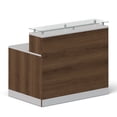 thumbnail image 1 of NBF Reception Desk Glass Top Front Counter for Office Lobby Salon Reception Area, 48"W x 32"D, Walnut, Esquire Collection, 1 of 6