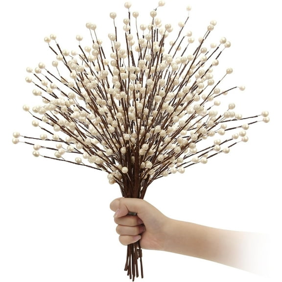 NBGV Winter Decorations 12Pcs Artificial Berry Stems White Berry Picks for Christmas Holiday Flower Arrangements Home Centerpieces DIY Ornaments