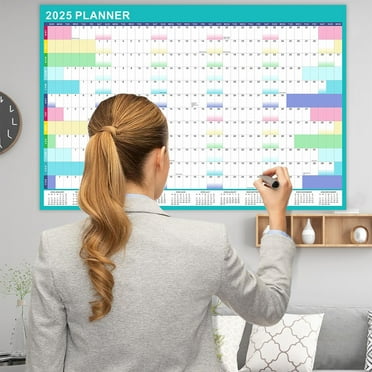 NBHOME 2025 Wall Calendar ,English Erasable Wall Calendar Annual Schedule Planner Self-discipline Learning Check-in English Wall Sticker