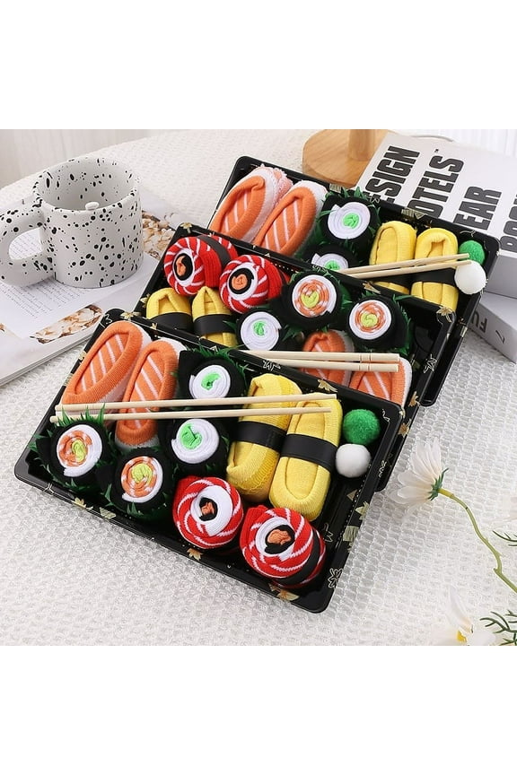 Sushi Socks Socks Mid-calf Combed Cotton Socks Sushi Sock Box Fish Salmon Size 38-42
